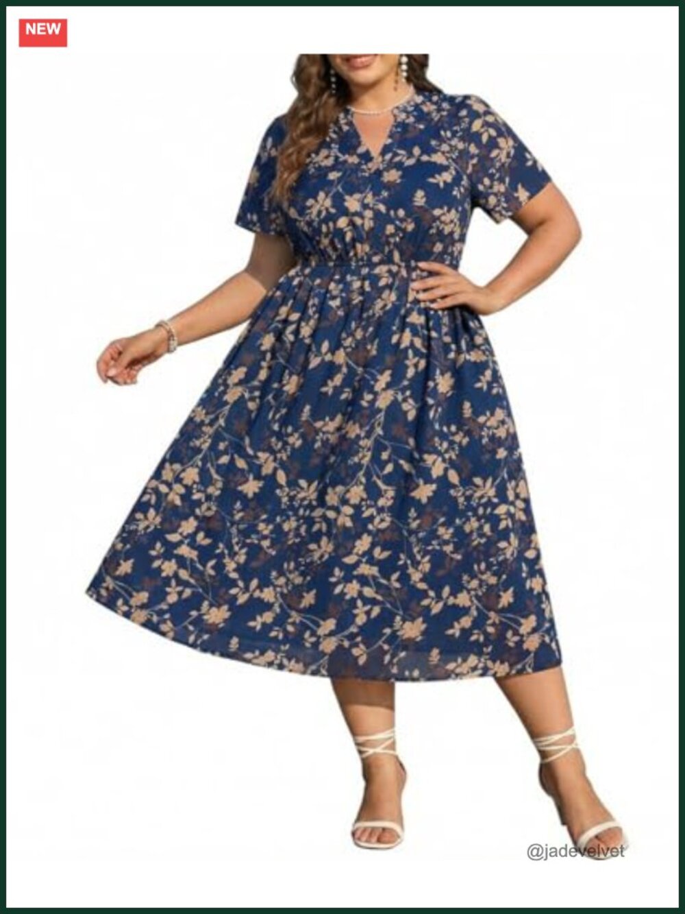 Plus Size Midi Dress with Pockets | V-Neck Casual A-Line Summer Dress
